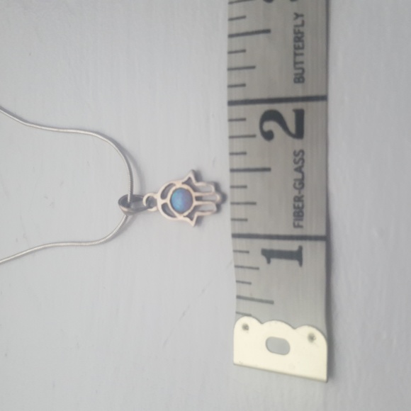 Magnolia Jewellery 925 Silver and Blue Opal Hamsa Necklace - Picture 8 of 10
